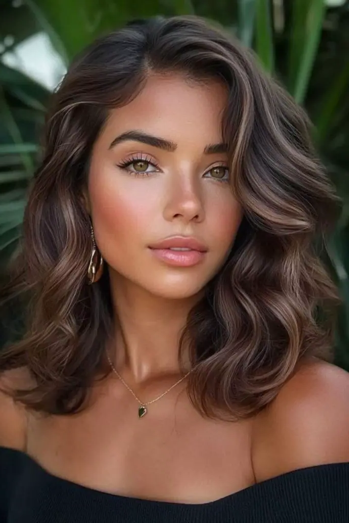 27 Great Medium Length Wavy Hairstyles 9 7. Smoky Ash Cascade