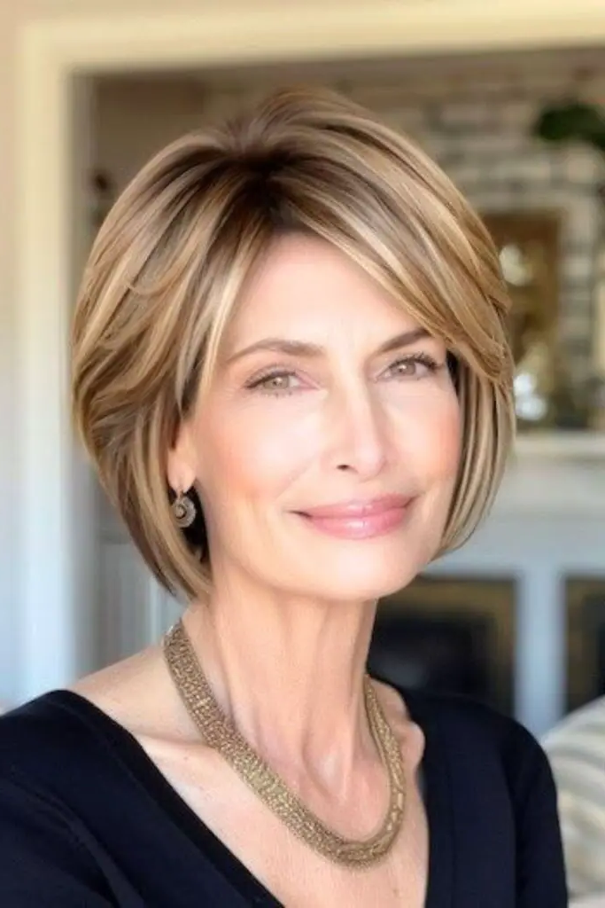 29 Best Bobs for Thin Hair Older Women Ideas 9 7. Textured Bob With Highlights