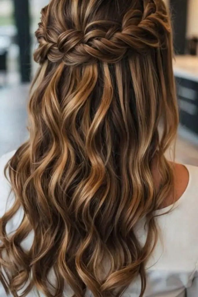 27 Simple Hairstyles for Long Hair 9 7. Waterfall Weave Symphony