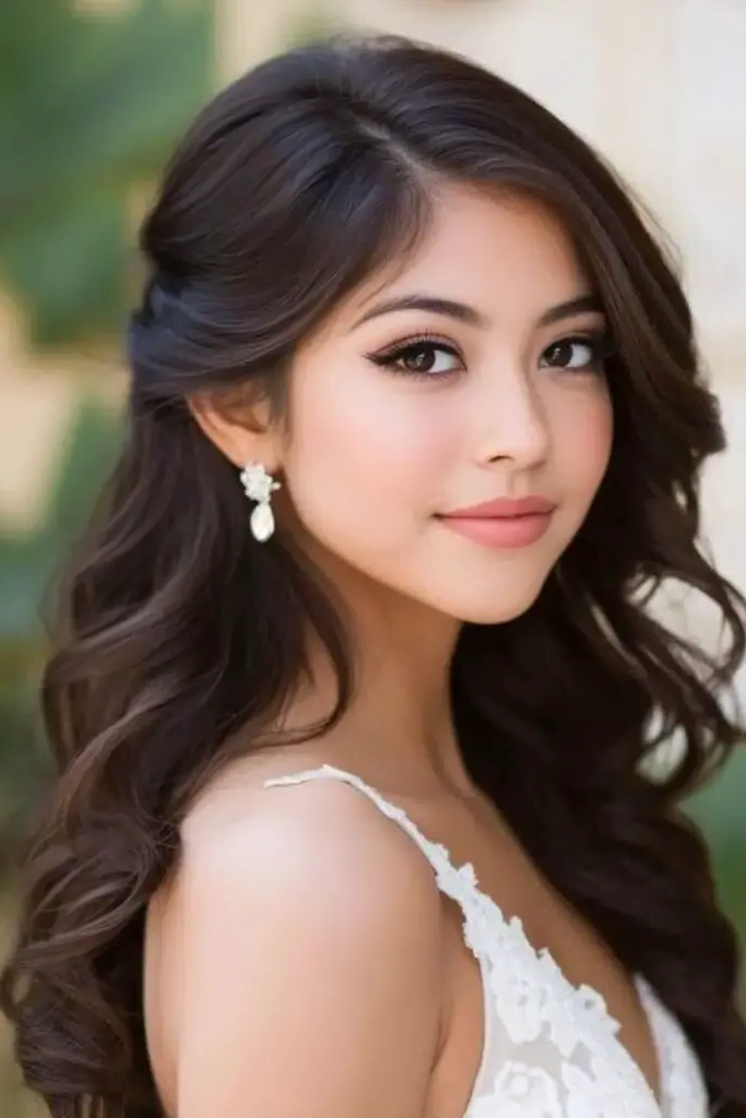 29 Cute Latina Hairstyles Long 10 8. Deep Side-Parted Waves