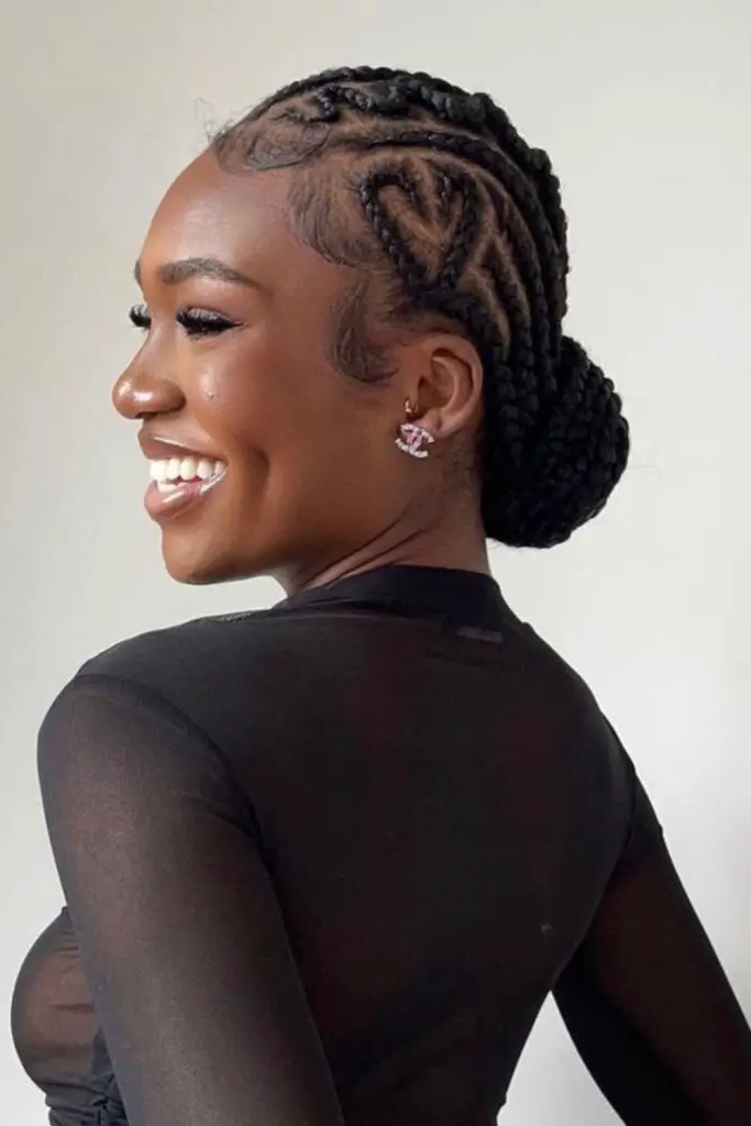 27 Best Big Cornrows Hairstyles 10 8. Heartbeat Cornrow Design