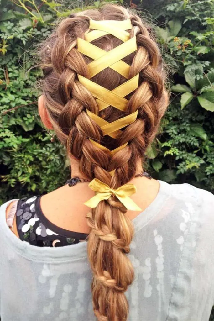 28 Best Volleyball Hairstyles Easy 9 8. Ribbon-Wrapped Speed Braid