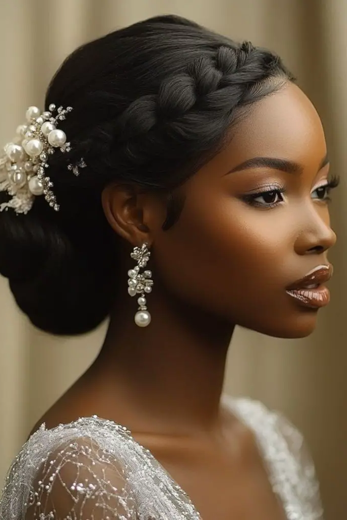 28 Stunning Bridal Locs Hairstyles 10 8. Royal High-Stacked Crown