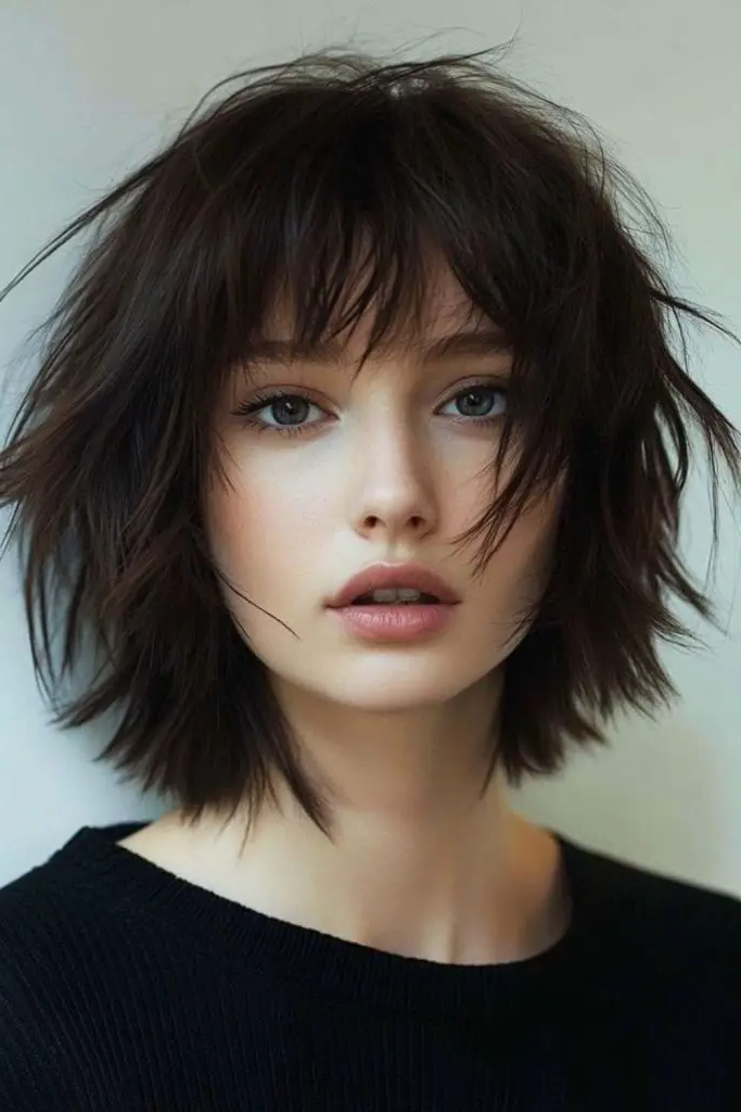 28 Best Choppy Layered Bob Hairstyles 10 8. Tousled Midnight Rhapsody