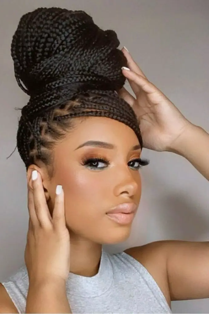 29 Gorgeous Micro Braids Hairstyles 10 8. Voluminous Bun Micro Braids
