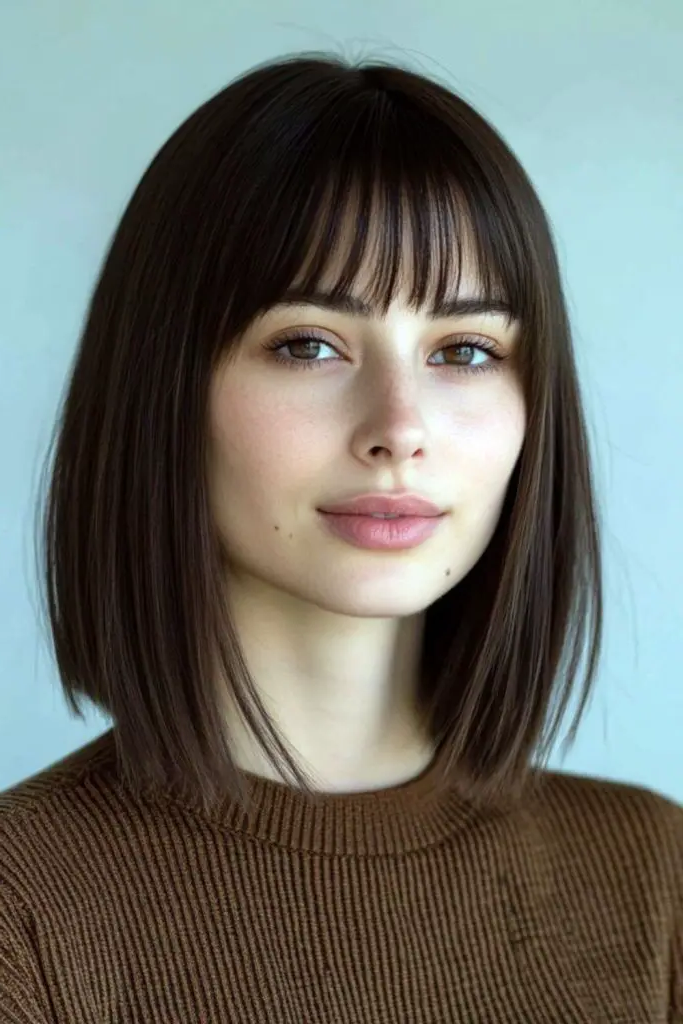 29 Best Haircuts for Thin Fine Hair 11 9. Blunt Bangs with Textured Ends