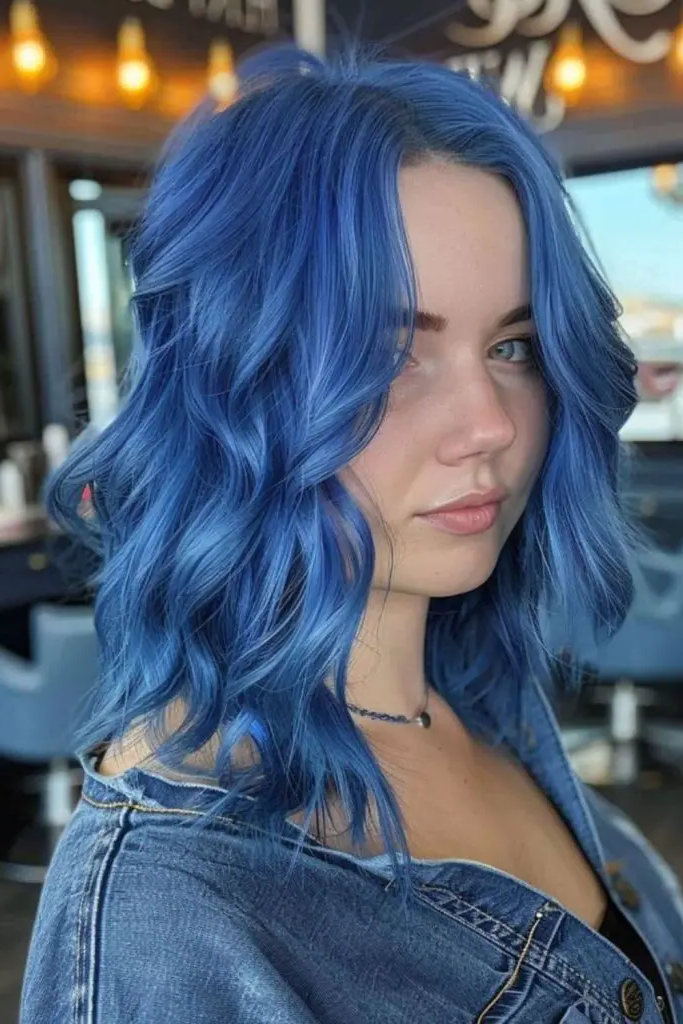 28 Beautiful Deep Wave Hairstyles 11 9. Electric Indigo Waves