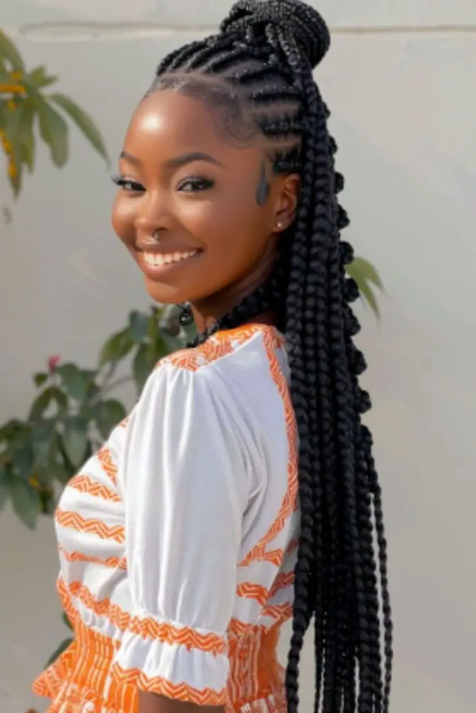 27 Best Big Cornrows Hairstyles 11 9. Half-Up Goddess Rows