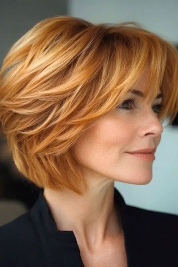 29 Best Bobs for Thin Hair Older Women Ideas 11 9. Short Feathered Bob