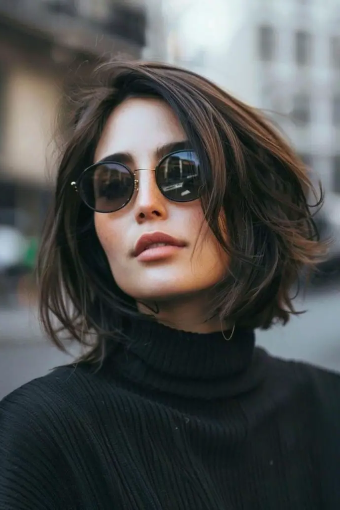 27 Stunning Turtle Neck Hairstyles 11 9. Shoulder-Grazing Bob Styled Straight