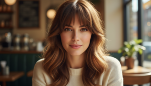 Medium Hair with Bangs: Chic Looks 2 Whisk 43beca1158b522cb2d34c9d40f4251c4dr