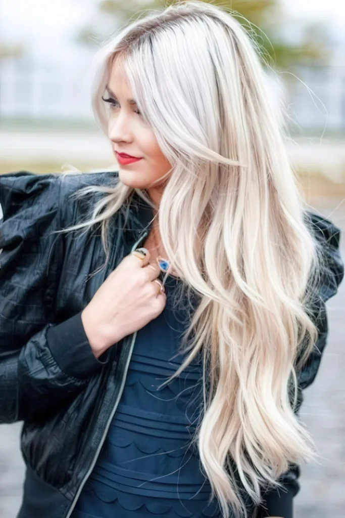 20 platinum and icy blonde hair balayage
