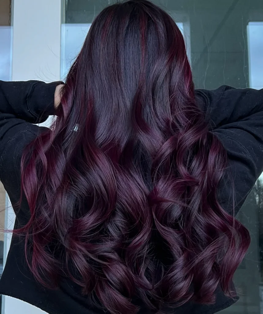 20. Deep Wine Curls Burgundy Hair Color Ideas for Women