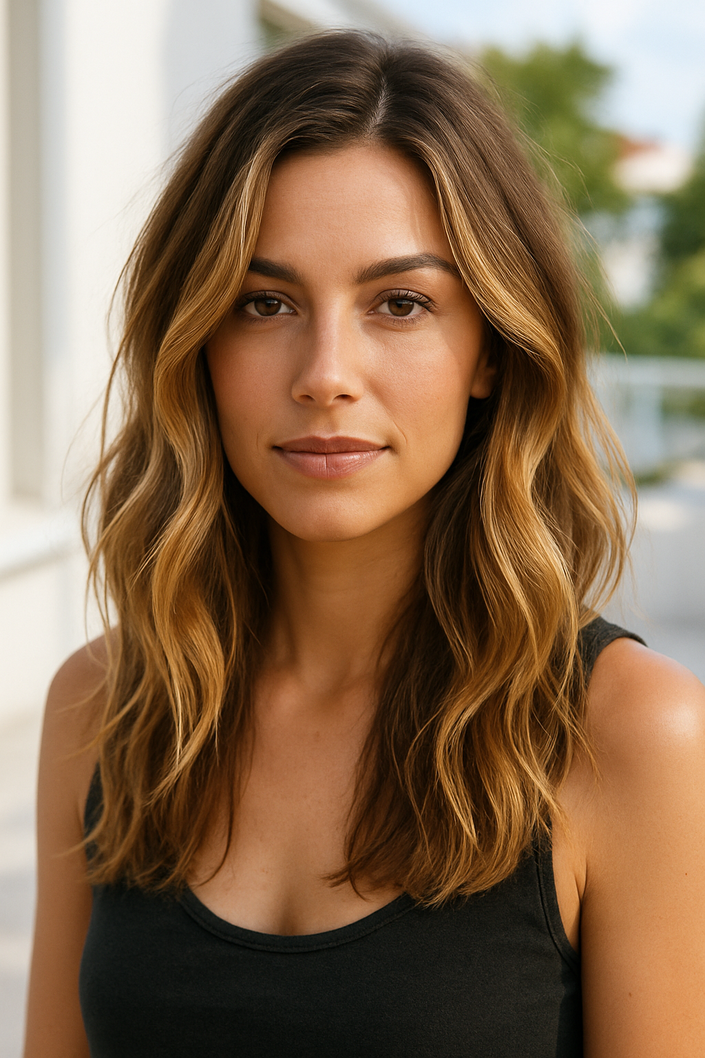 8 Stunning Balayage Hair Ideas for Brunettes in 2026 8 Professional portrait photography of a woman with mocha brown hair featuring dimensional lighter mocha and latte-toned balayage highlights, medium length hair with gentle waves, shot in a softly lit cosy indoor space. Natural lighting, magazine quality, no text, no watermarks. Portrait orientation.
