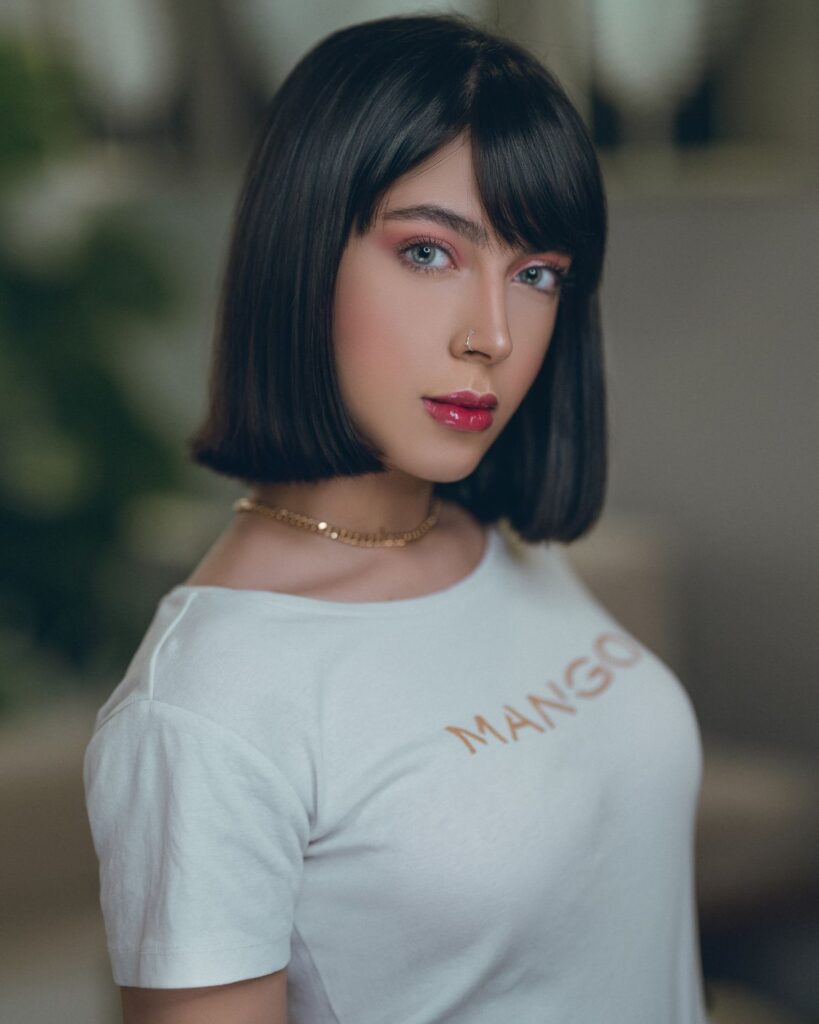 Woman with an elegant blunt bob haircut