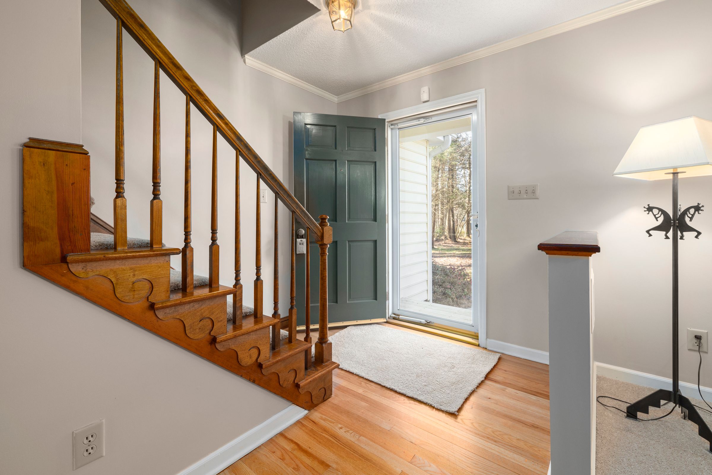 Entryway Decor Ideas That Make a Small Space Feel Welcoming 4 Rug laid in front of an entryway door