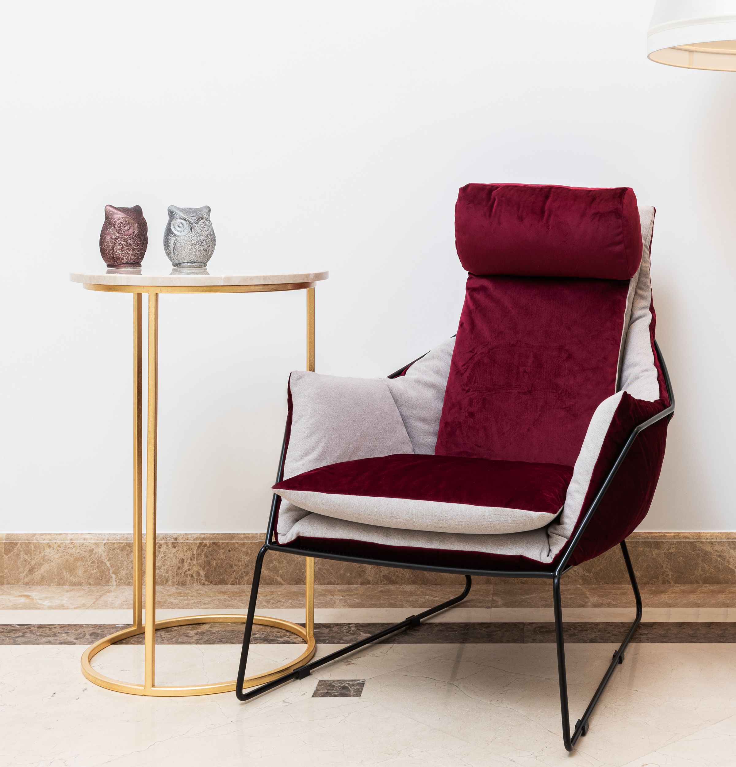 Velvet accent chair in a jewel tone color